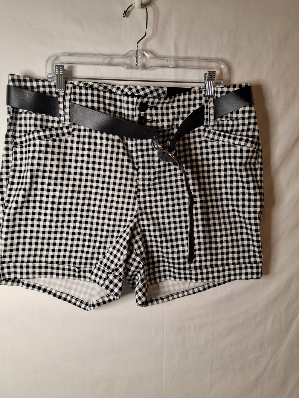 torrid Black & White Gingham High-Rise Jean Shorts with Belt